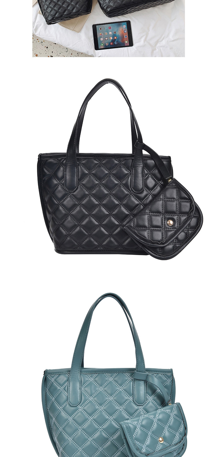 Fashion Black Embroidery Line Rhombic Shoulder Bag Shoulder Bag,Handbags