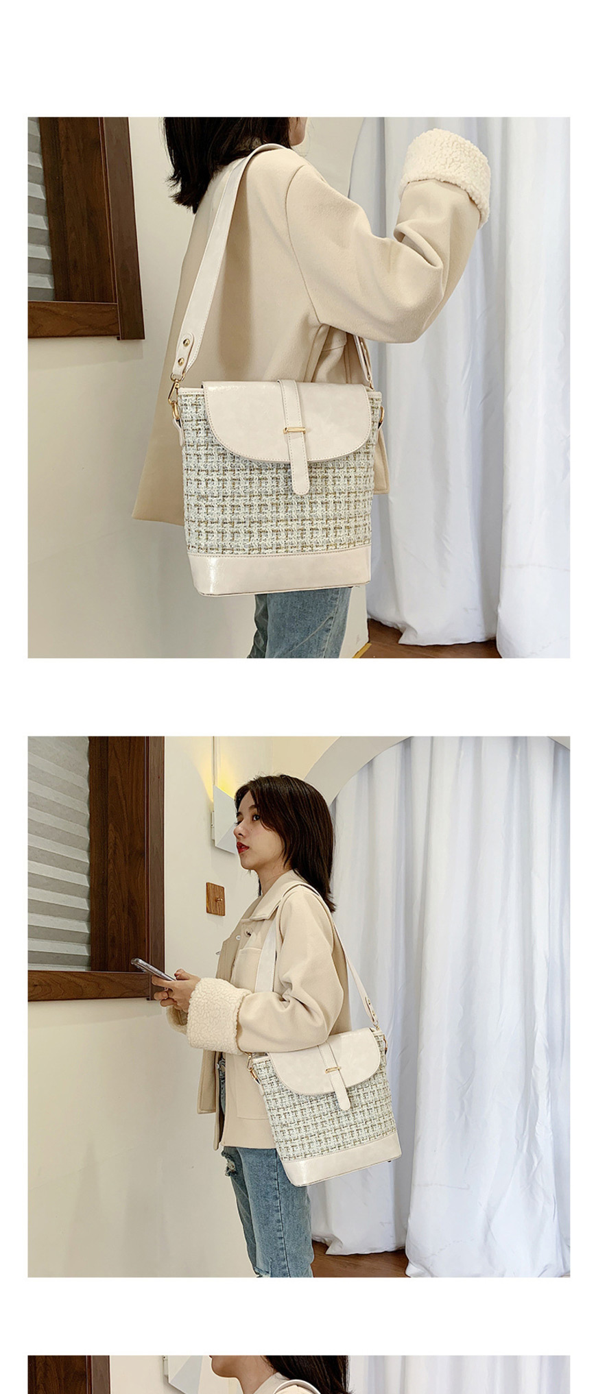 Fashion White Contrast Shoulder Shoulder Bag,Messenger bags