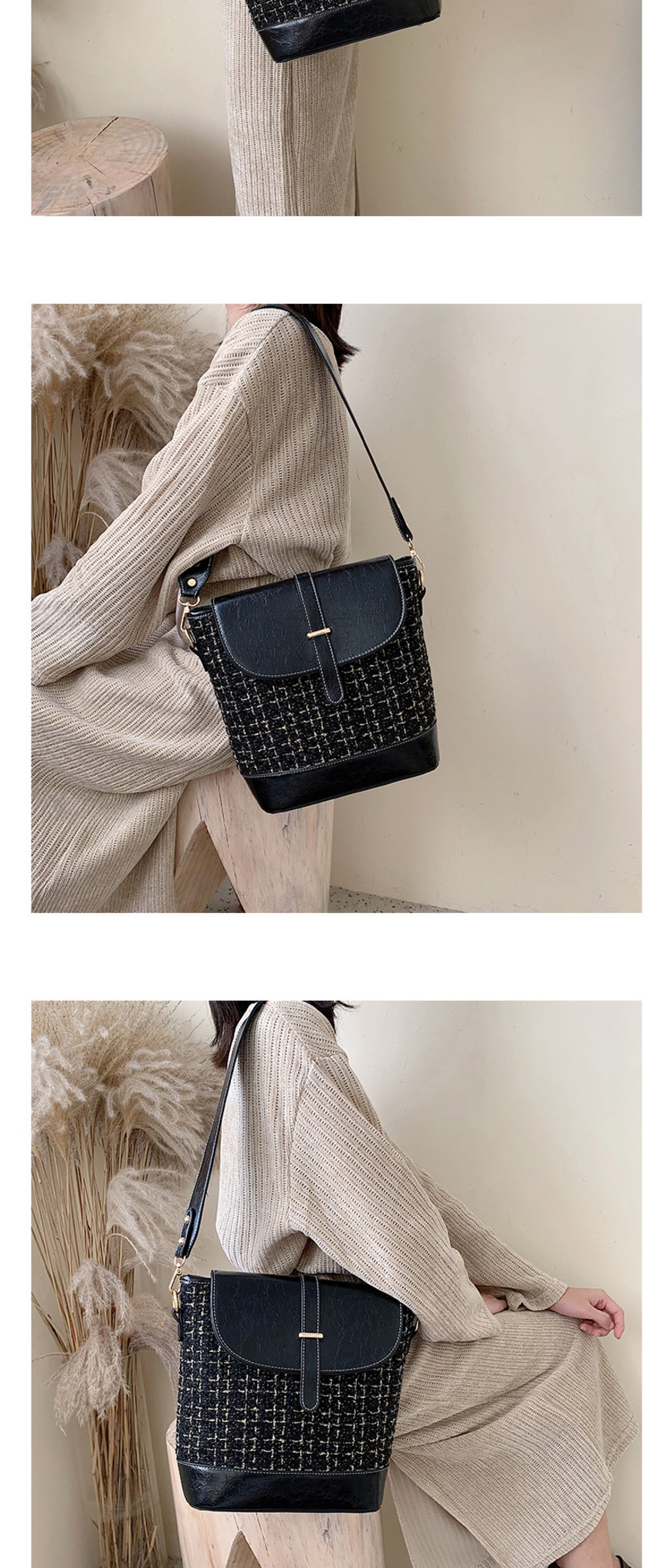 Fashion Black Contrast Shoulder Shoulder Bag,Messenger bags