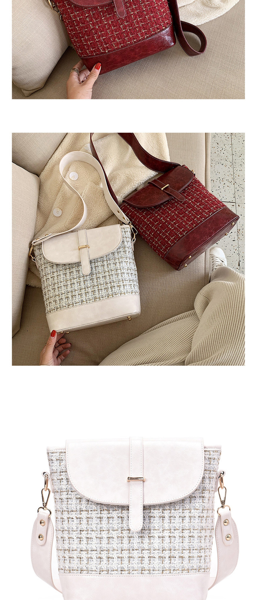 Fashion White Contrast Shoulder Shoulder Bag,Messenger bags