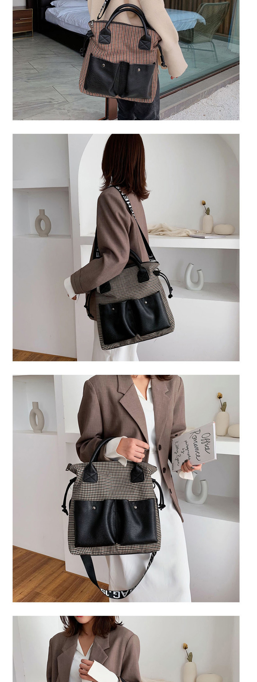 Fashion Khaki Contrast Broadband Portable Messenger Bag,Handbags