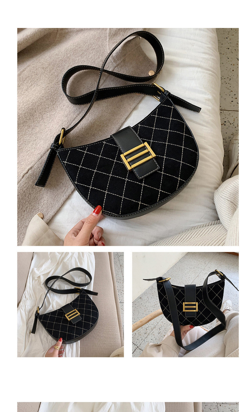 Fashion Black Frosted Lingge Shoulder Crossbody Bag,Messenger bags