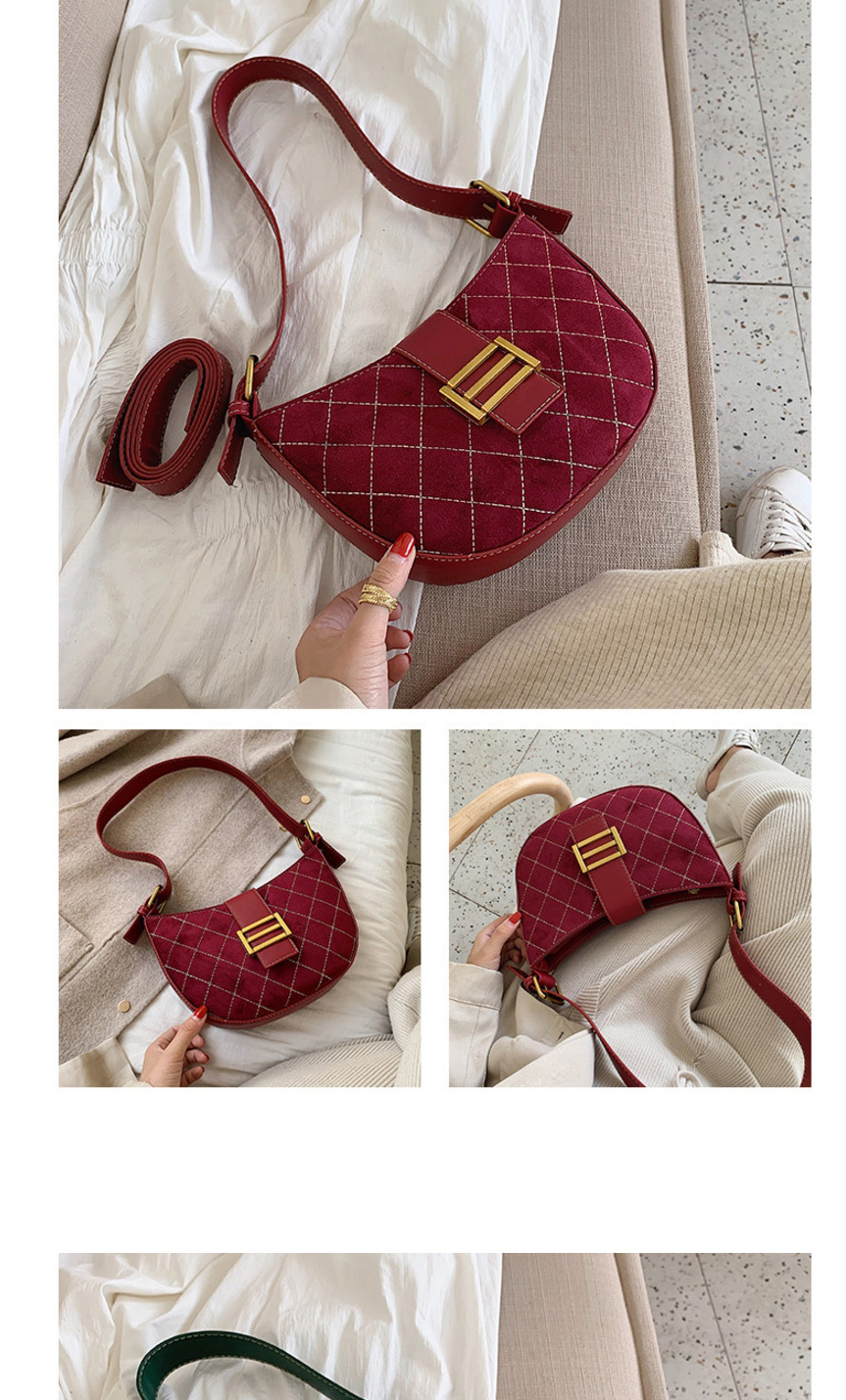 Fashion Red Wine Frosted Lingge Shoulder Crossbody Bag,Messenger bags