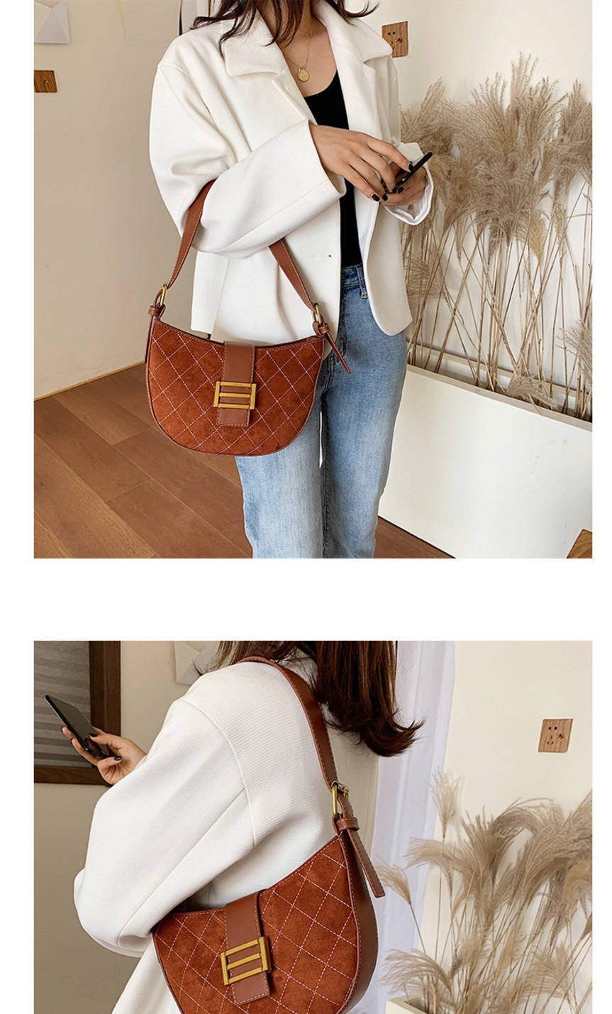 Fashion Brown Frosted Lingge Shoulder Crossbody Bag,Messenger bags