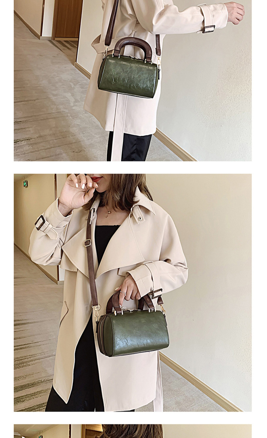 Fashion Green Oil Skinny Shoulder Shoulder Bag,Handbags
