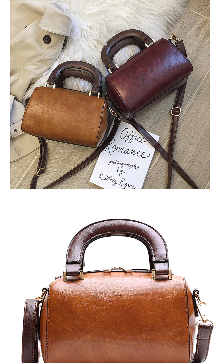 Fashion Brown Oil Skinny Shoulder Shoulder Bag,Handbags