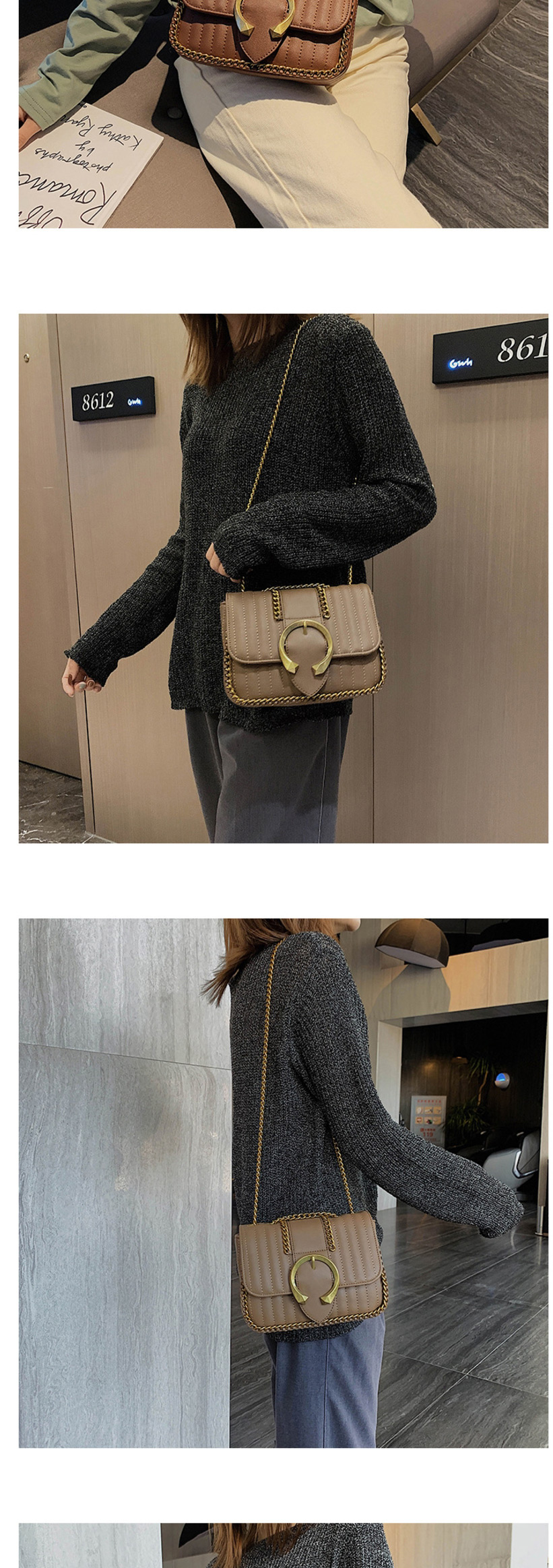 Fashion Khaki Chain Crossbody Shoulder Bag,Shoulder bags