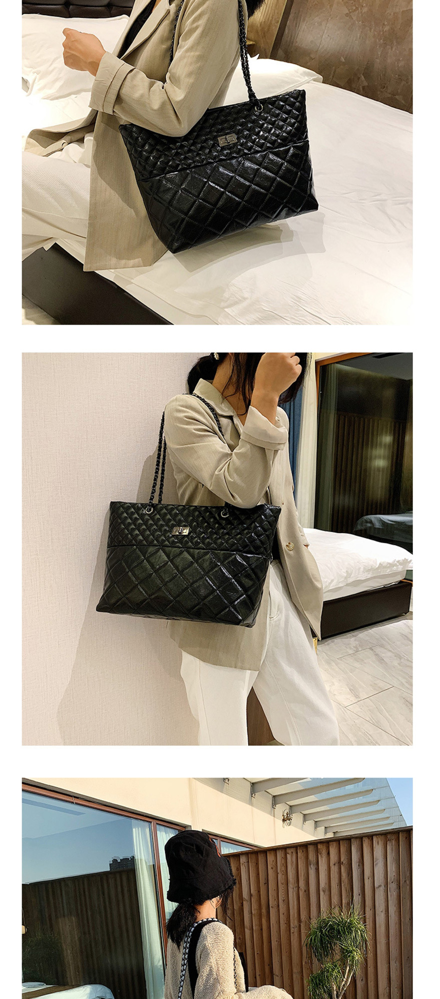 Fashion White Chain Rhombic Shoulder Messenger Bag,Messenger bags