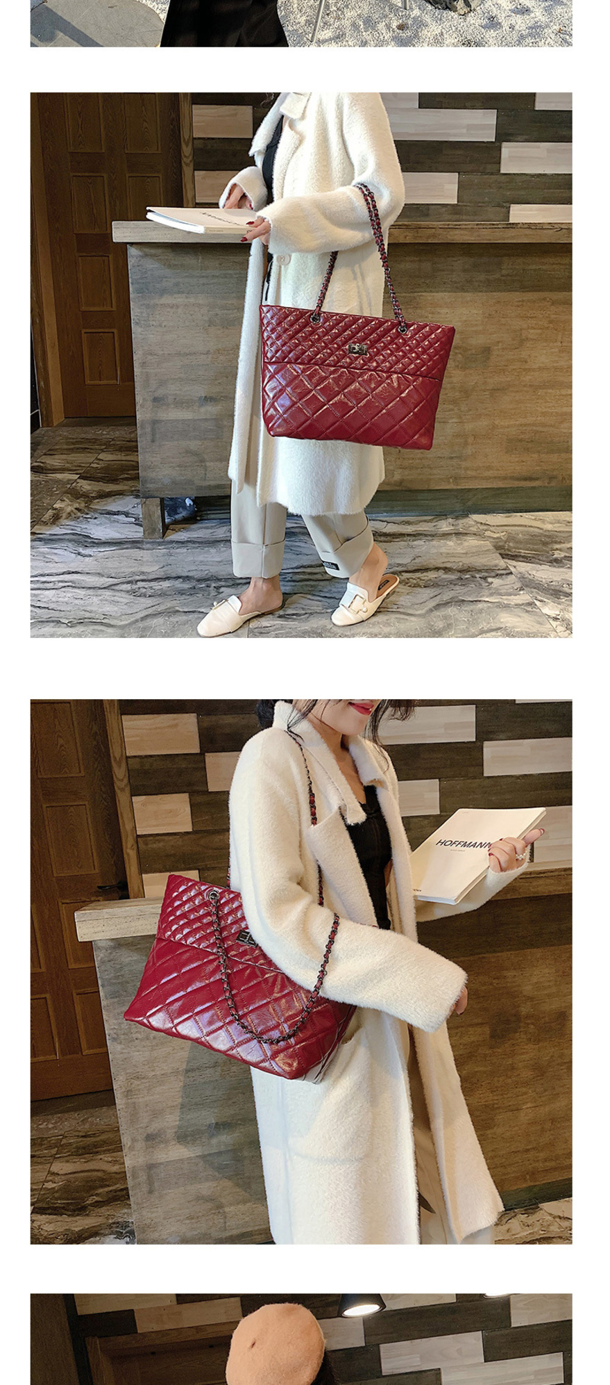 Fashion Red Chain Rhombic Shoulder Messenger Bag,Messenger bags