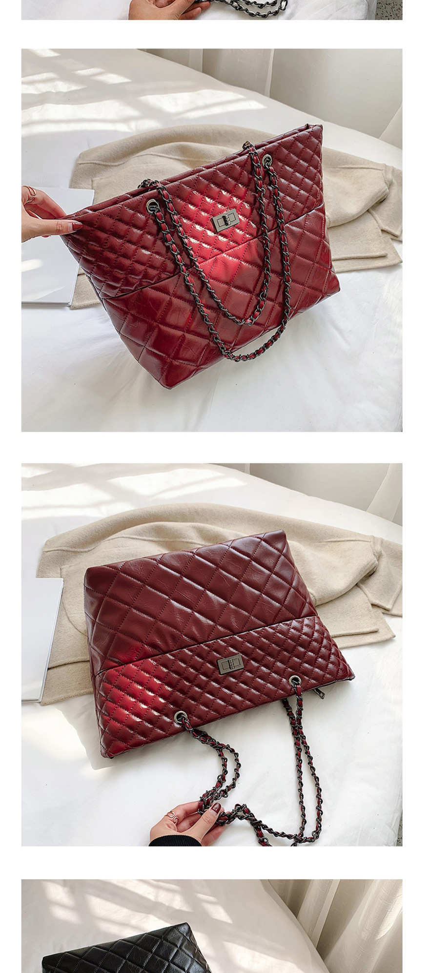 Fashion Red Chain Rhombic Shoulder Messenger Bag,Messenger bags