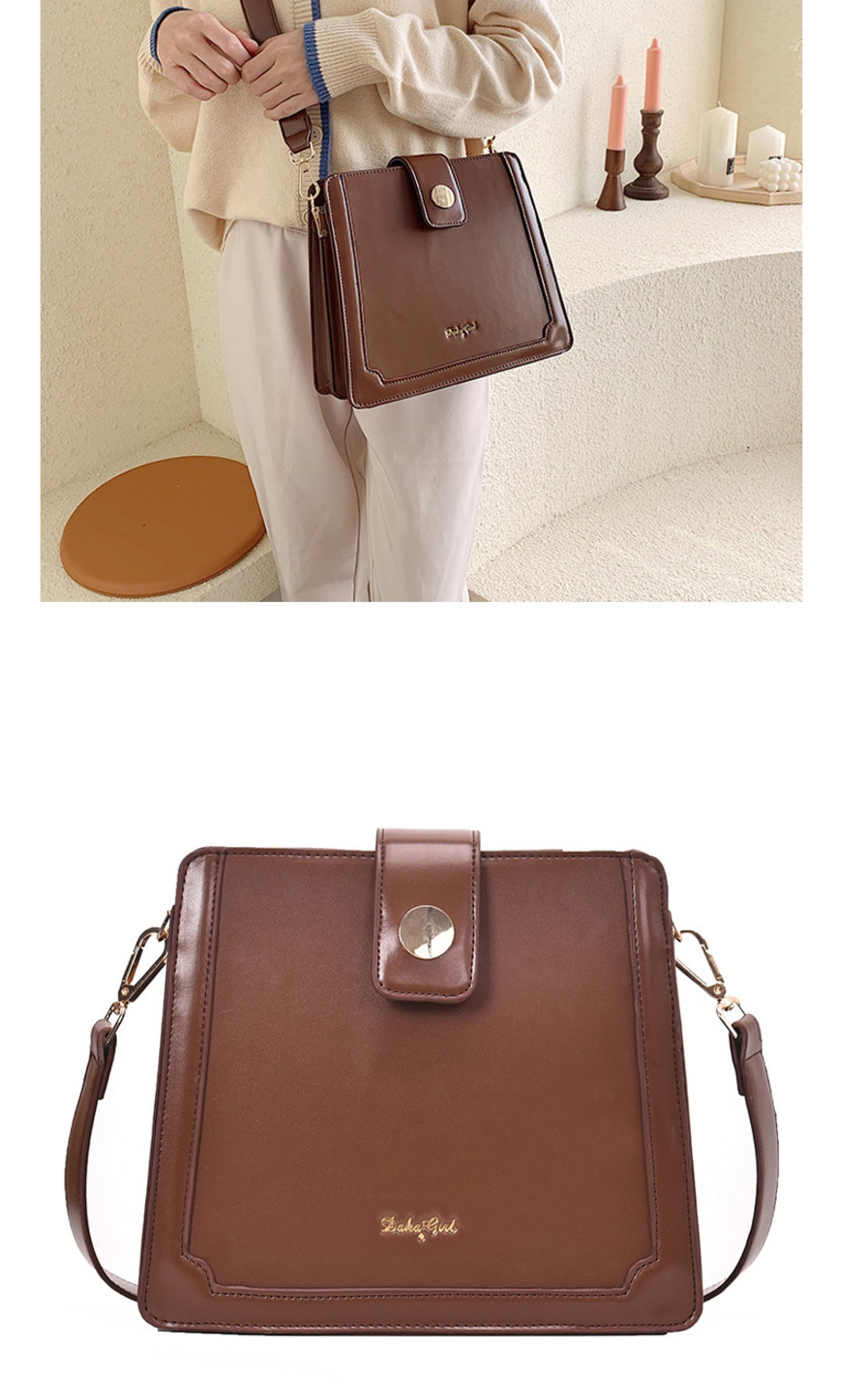 Fashion Red-brown Broadband Single Shoulder Bag,Shoulder bags