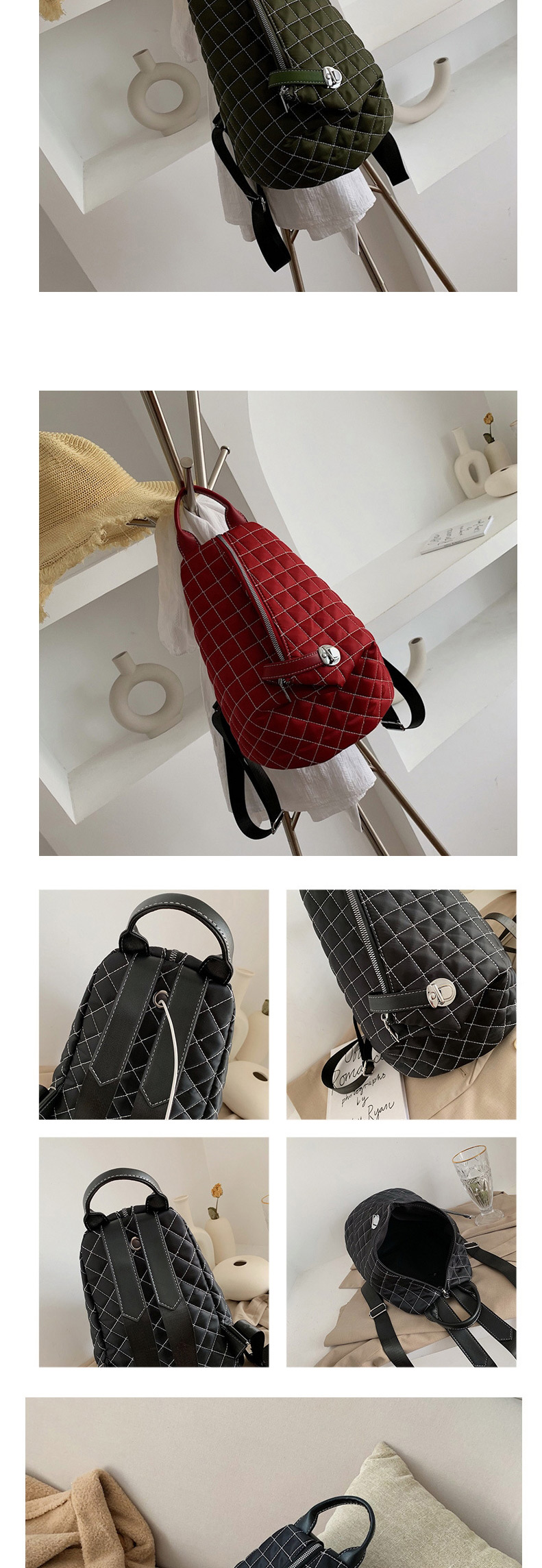 Fashion Red Checkered Shoulder Bag,Backpack