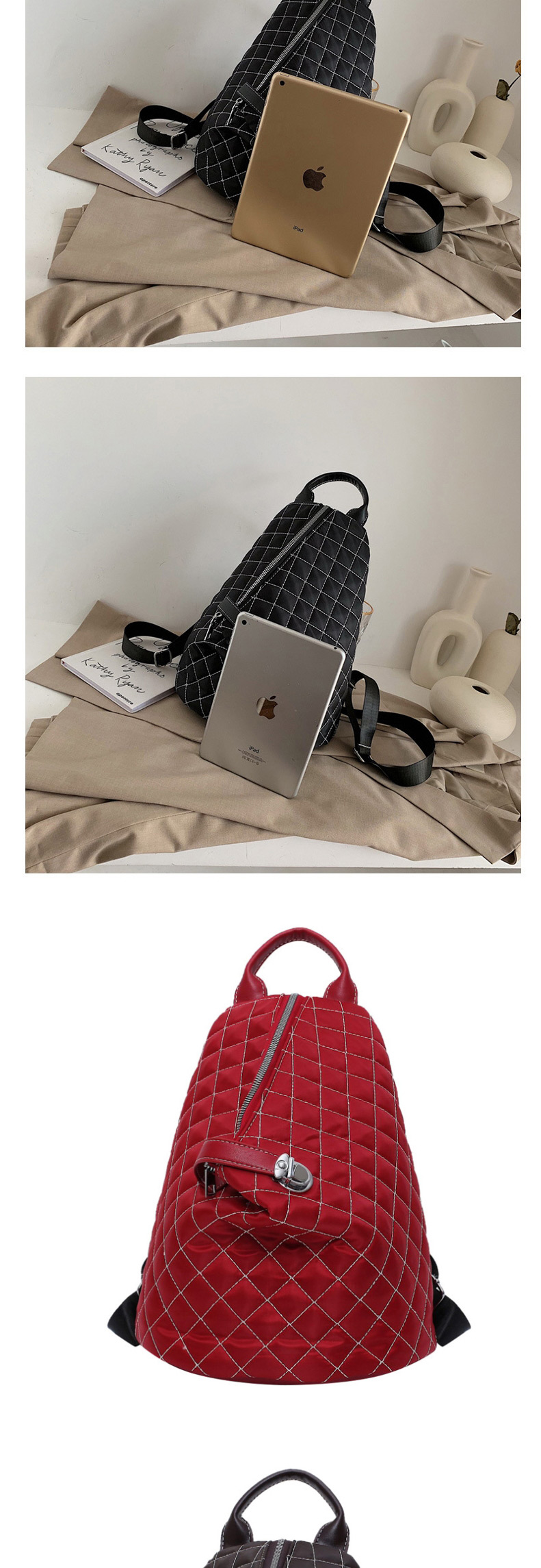 Fashion Black Checkered Shoulder Bag,Backpack
