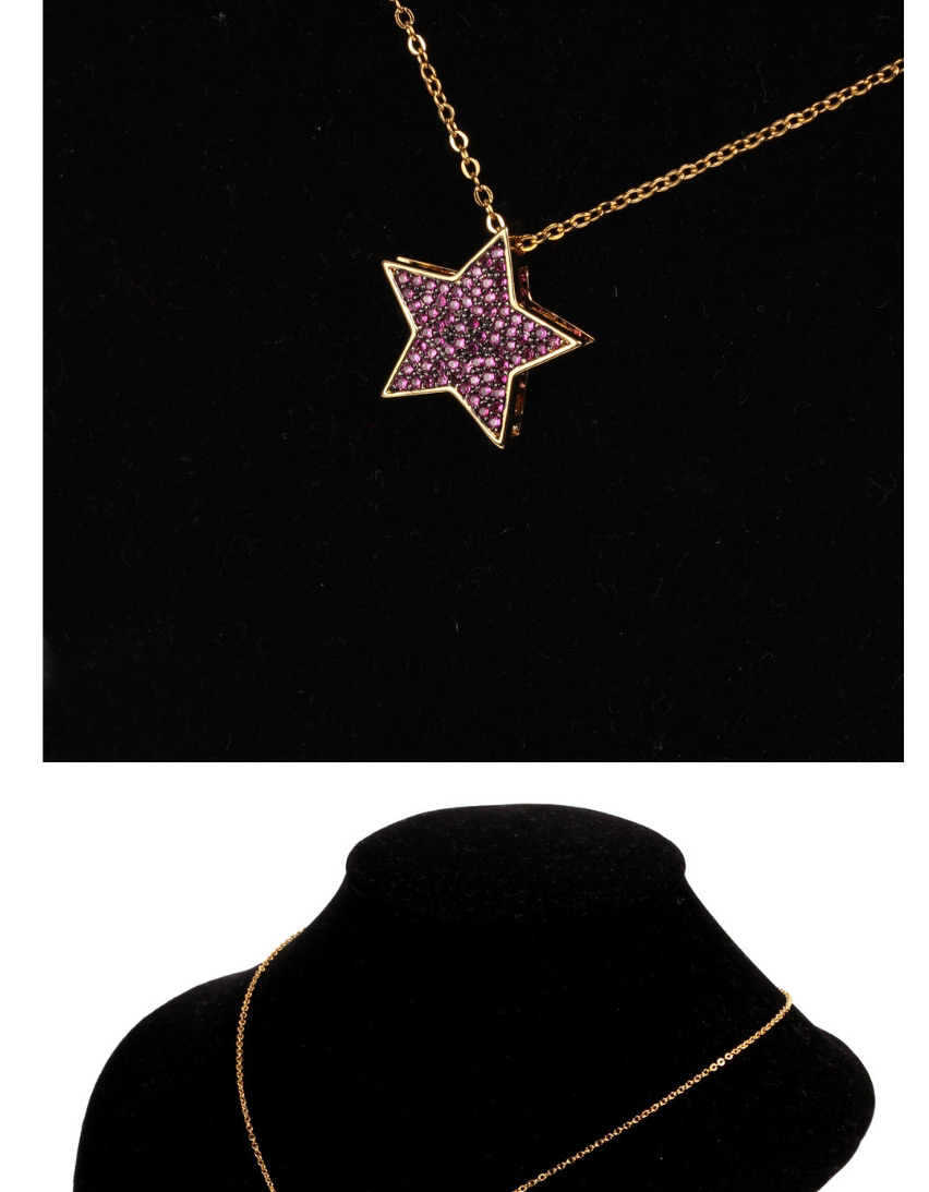 Fashion Blue Micro-studded Zircon Pentagram Necklace,Necklaces
