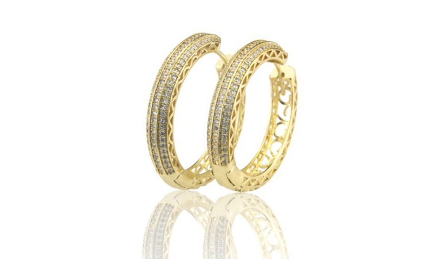 Fashion Gold Plating Gold-plated Zirconium Hollow Earrings,Earrings