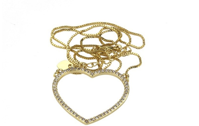 Fashion Gold Zirconium Heart Shaped Hollow Necklace,Necklaces