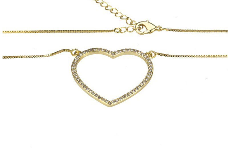 Fashion Gold Zirconium Heart Shaped Hollow Necklace,Necklaces