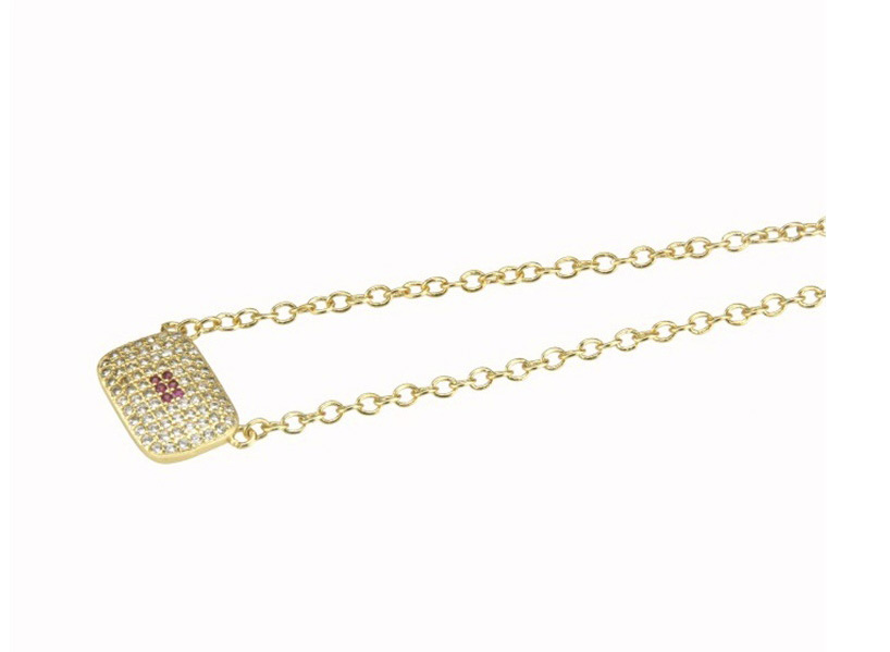 Fashion Gold Zirconium Square Necklace,Necklaces