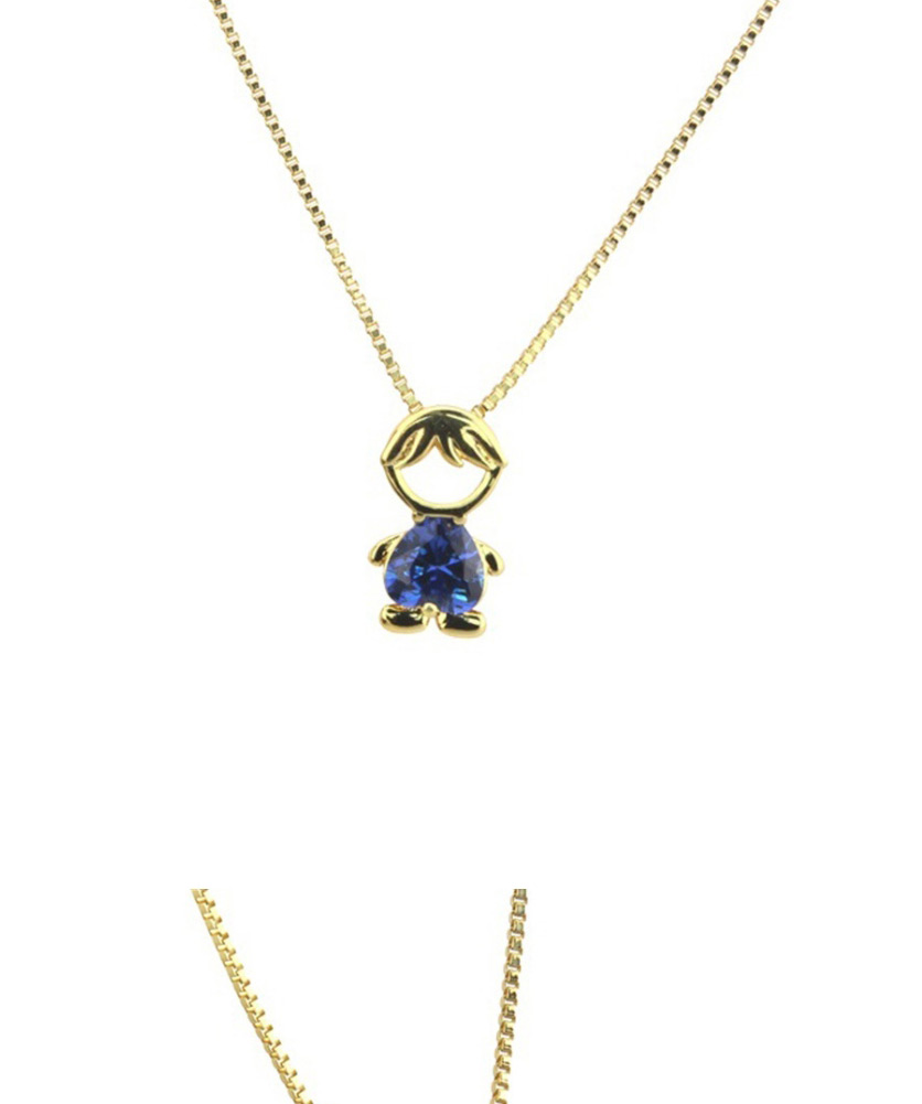 Fashion Blue Zirconium Boy Zirconium Boy Girl Necklace,Necklaces