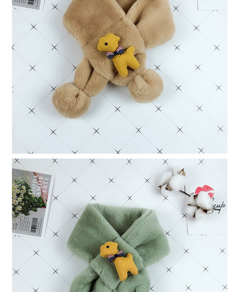 Fashion Khaki Child Parent-child Imitation Rabbit Fur Cartoon Puppy Bib,knitting Wool Scaves