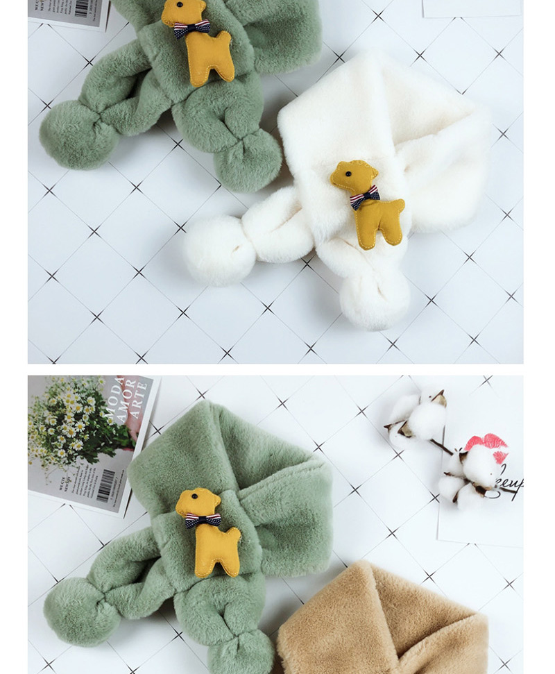 Fashion Khaki Child Parent-child Imitation Rabbit Fur Cartoon Puppy Bib,knitting Wool Scaves