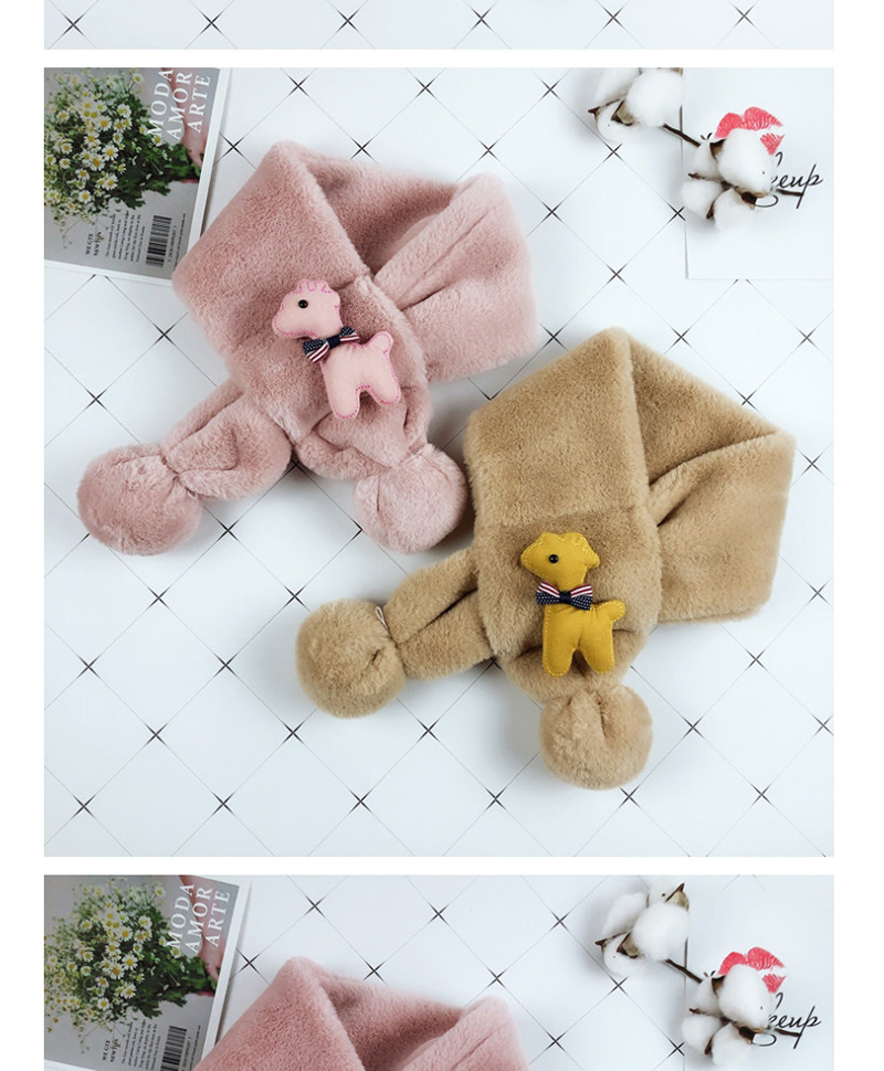 Fashion Green Child Parent-child Imitation Rabbit Fur Cartoon Puppy Bib,knitting Wool Scaves