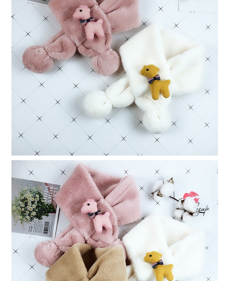 Fashion White Child Parent-child Imitation Rabbit Fur Cartoon Puppy Bib,knitting Wool Scaves