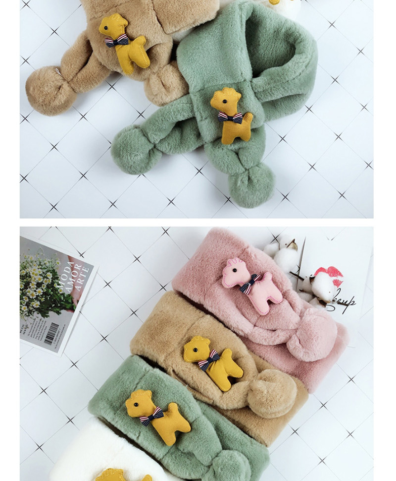 Fashion Green Child Parent-child Imitation Rabbit Fur Cartoon Puppy Bib,knitting Wool Scaves
