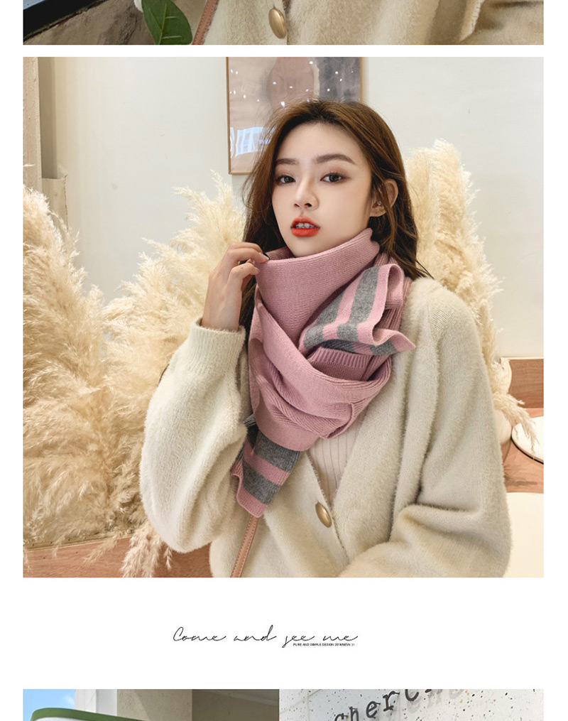 Fashion Pink Dual-use Knitted Woolen Pocket Shawl,knitting Wool Scaves