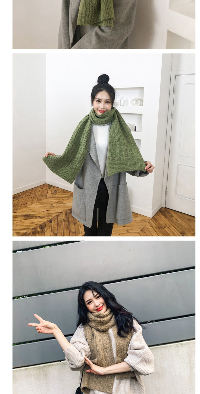 Fashion Fruit Green Knitted Twist Scarf,knitting Wool Scaves