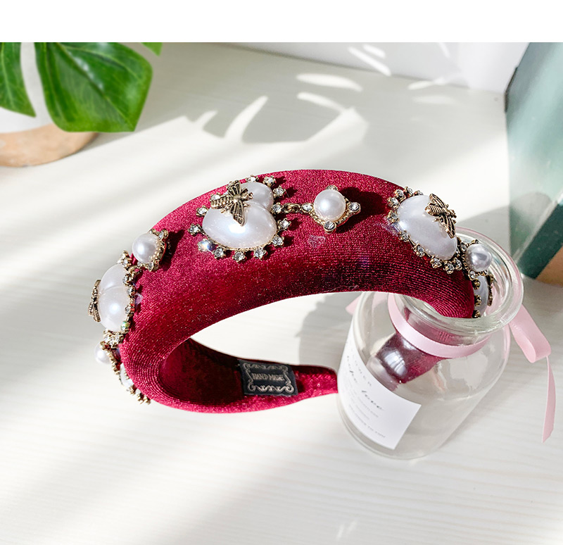 Fashion Pink Gold Velvet Alloy Diamond Flower Headband,Head Band