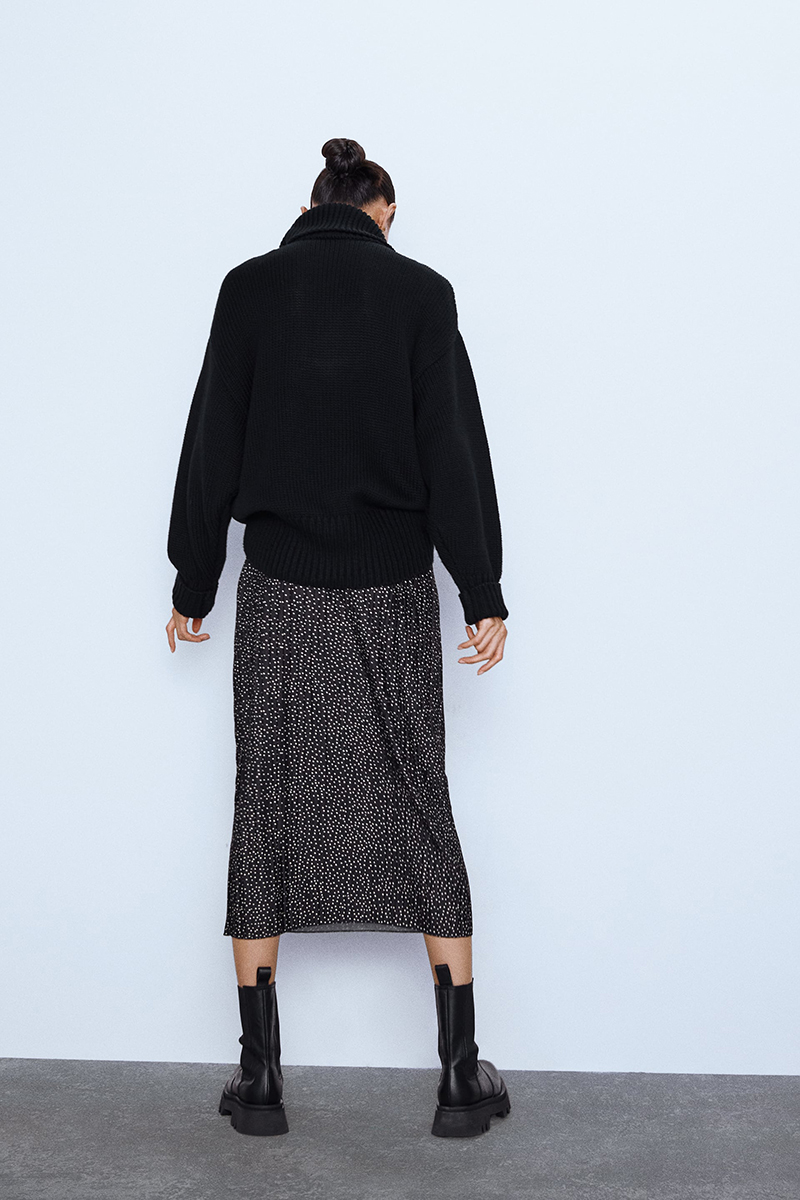 Fashion Black Polka Dot Pleated Skirt,Skirts