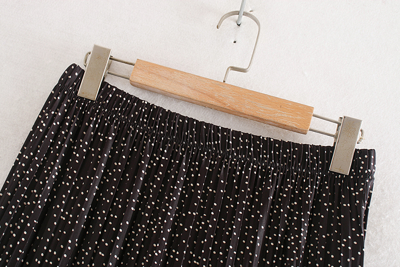 Fashion Black Polka Dot Pleated Skirt,Skirts