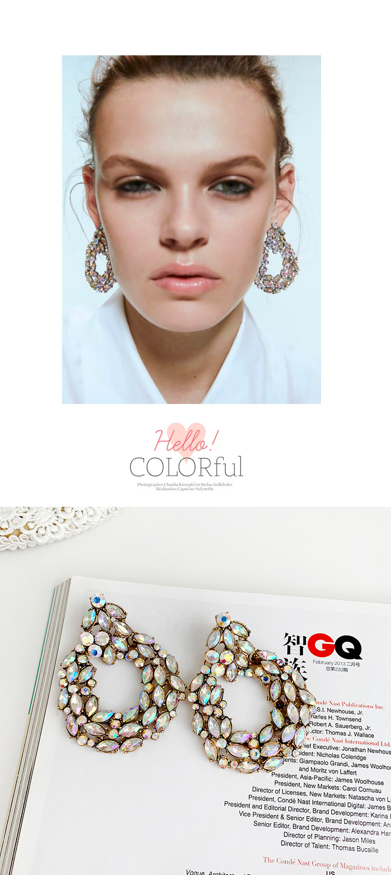 Fashion Color Alloy Diamond Round Earrings,Drop Earrings
