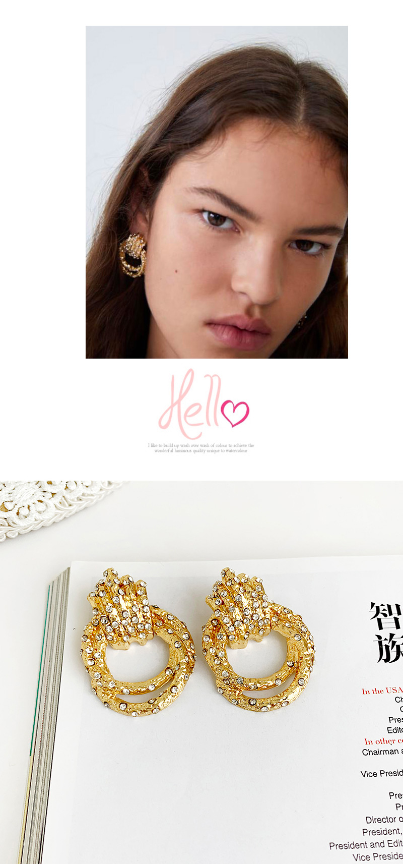 Fashion Gold Alloy Studded Geometric Earrings,Drop Earrings