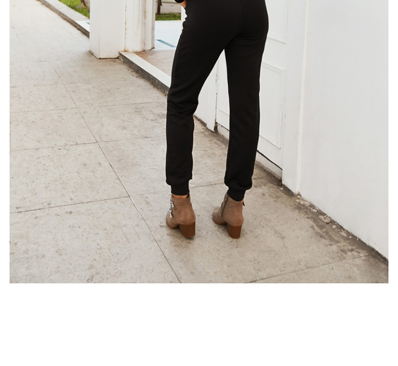 Fashion Black Zipper Jumpsuit,Pants