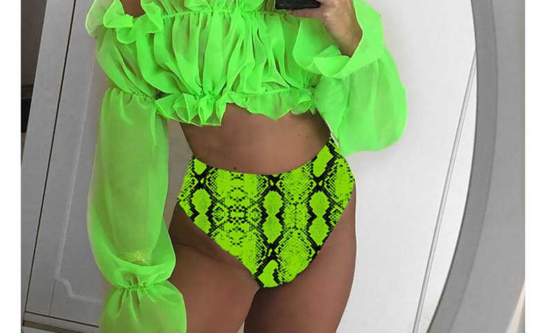 Fashion Fluorescent Green Chiffon Lace Snake Split Swimsuit,Bikini Sets