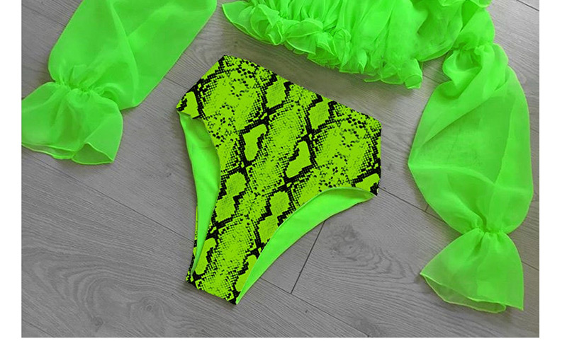 Fashion Fluorescent Green Chiffon Lace Snake Split Swimsuit,Bikini Sets