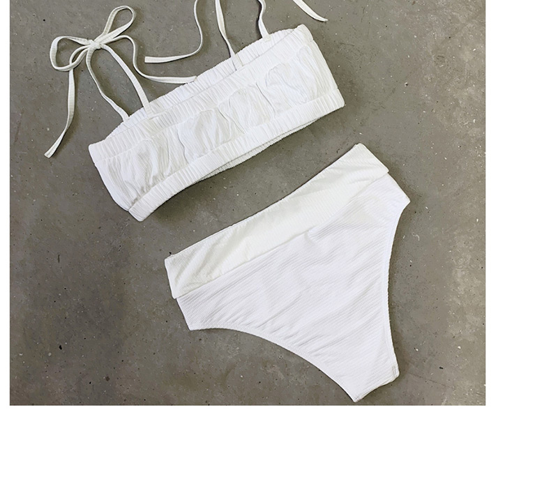 Fashion White Lantern Pit With High Waist Split Swimsuit,Bikini Sets