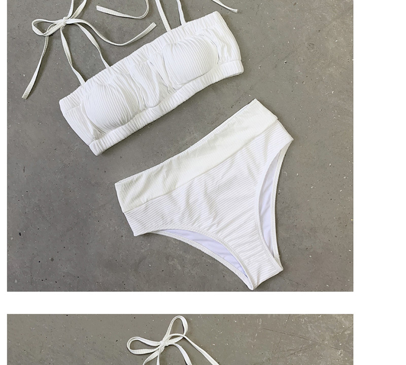 Fashion White Lantern Pit With High Waist Split Swimsuit,Bikini Sets