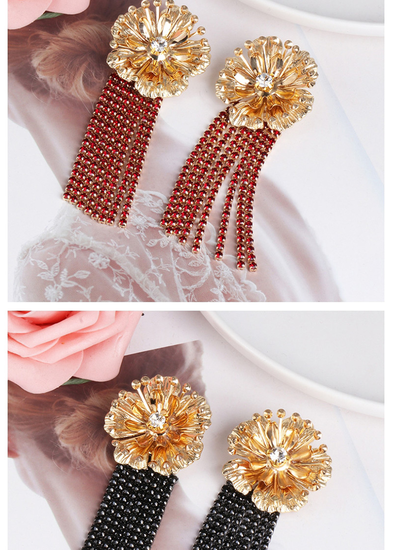 Fashion Color Alloy Flower Fringed Stud Earrings,Drop Earrings