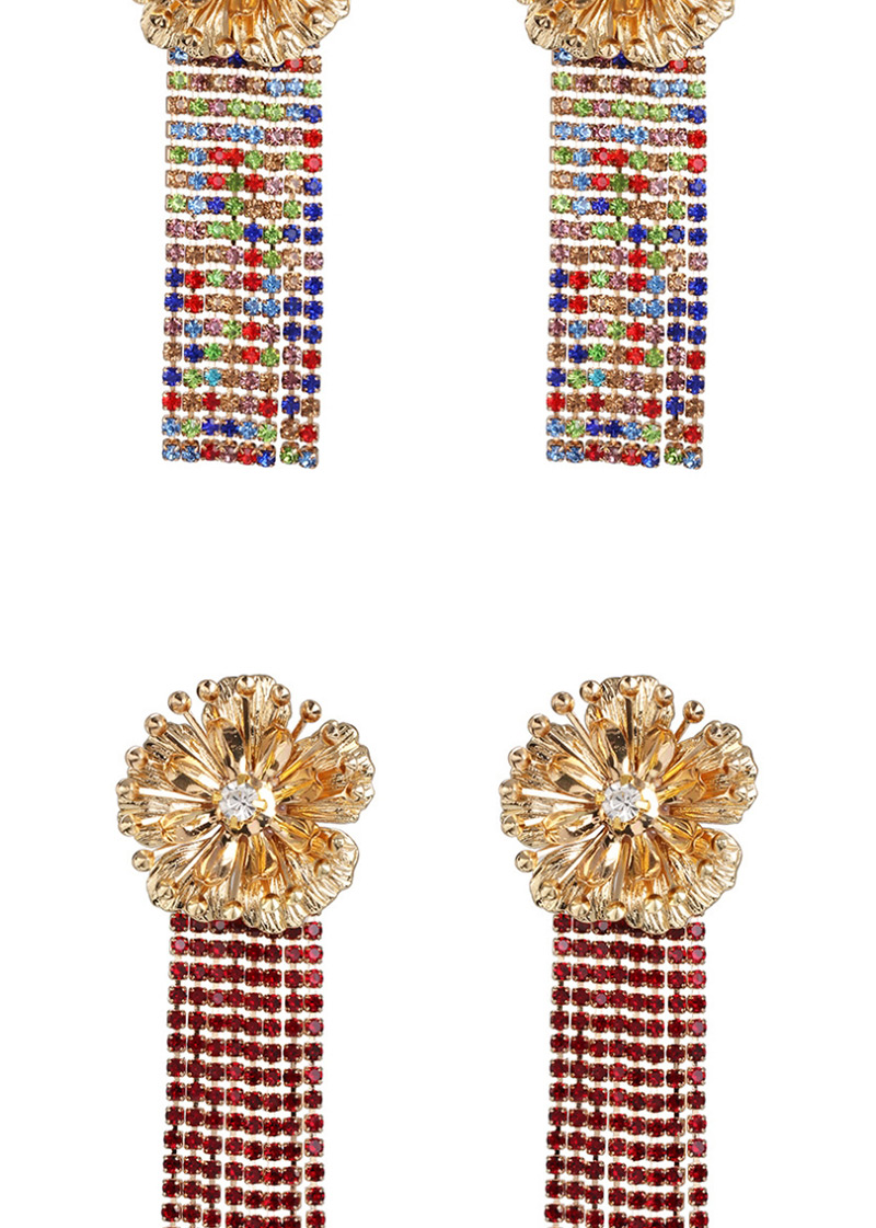 Fashion Color Alloy Flower Fringed Stud Earrings,Drop Earrings