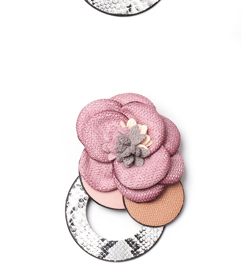 Fashion Pink Flower Geometric Leather Brooch,Korean Brooches