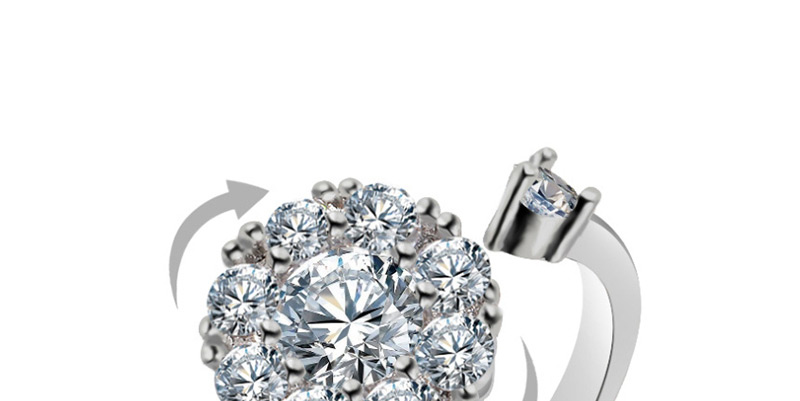 Fashion 34 Sterling Silver Rotating Opening Simulation Diamond Ring,Fashion Rings