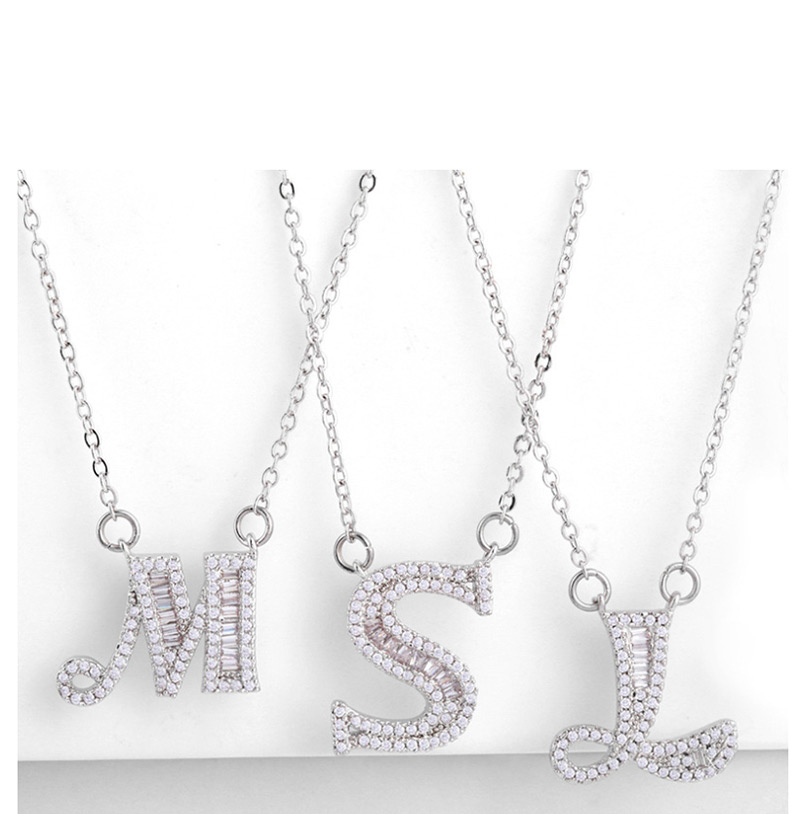 Fashion R Silver English Alphabet Adjustable Necklace,Necklaces