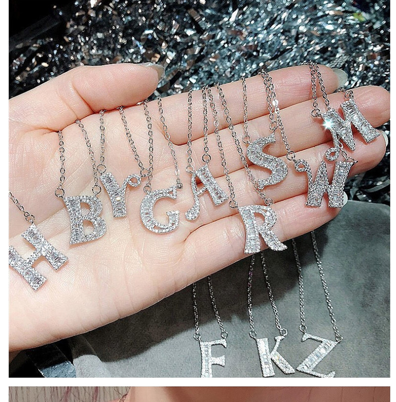 Fashion R Silver English Alphabet Adjustable Necklace,Necklaces