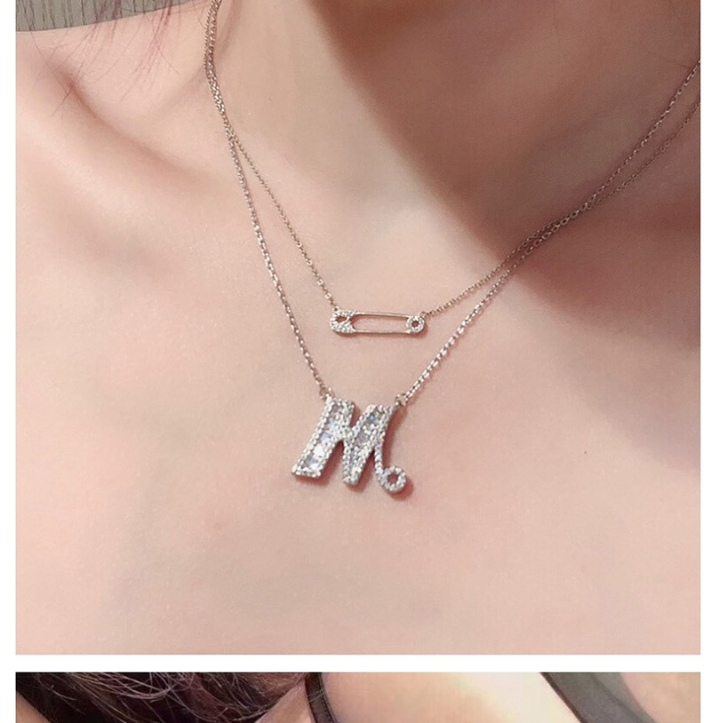 Fashion H Silver English Alphabet Adjustable Necklace,Necklaces