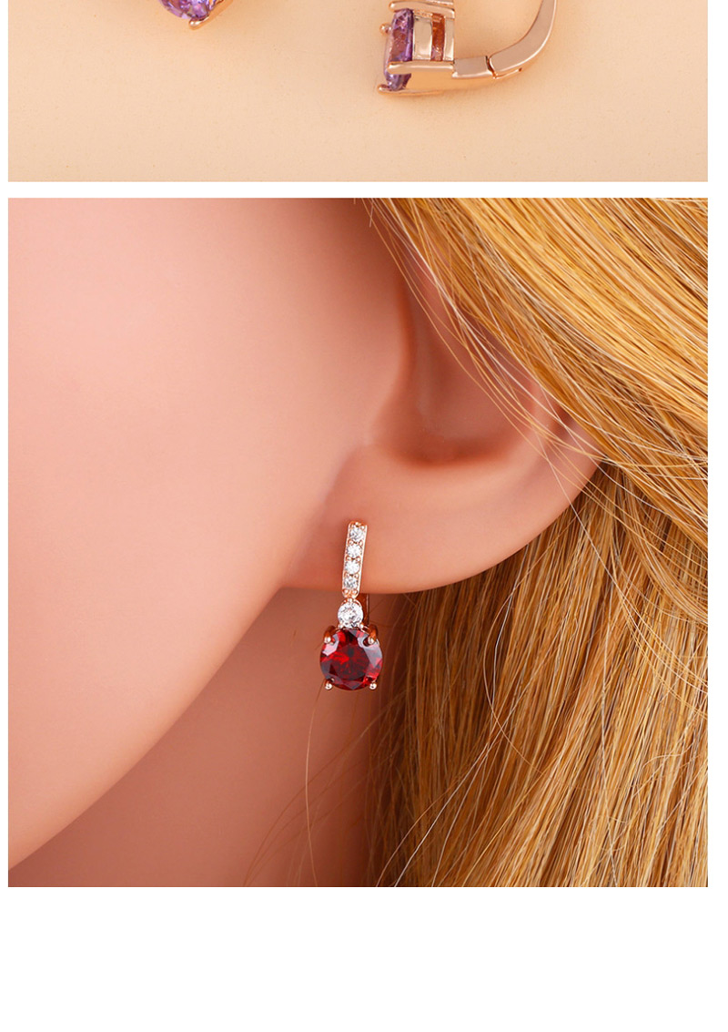 Fashion Pink Full Diamond Large Zircon Earrings,Clip & Cuff Earrings