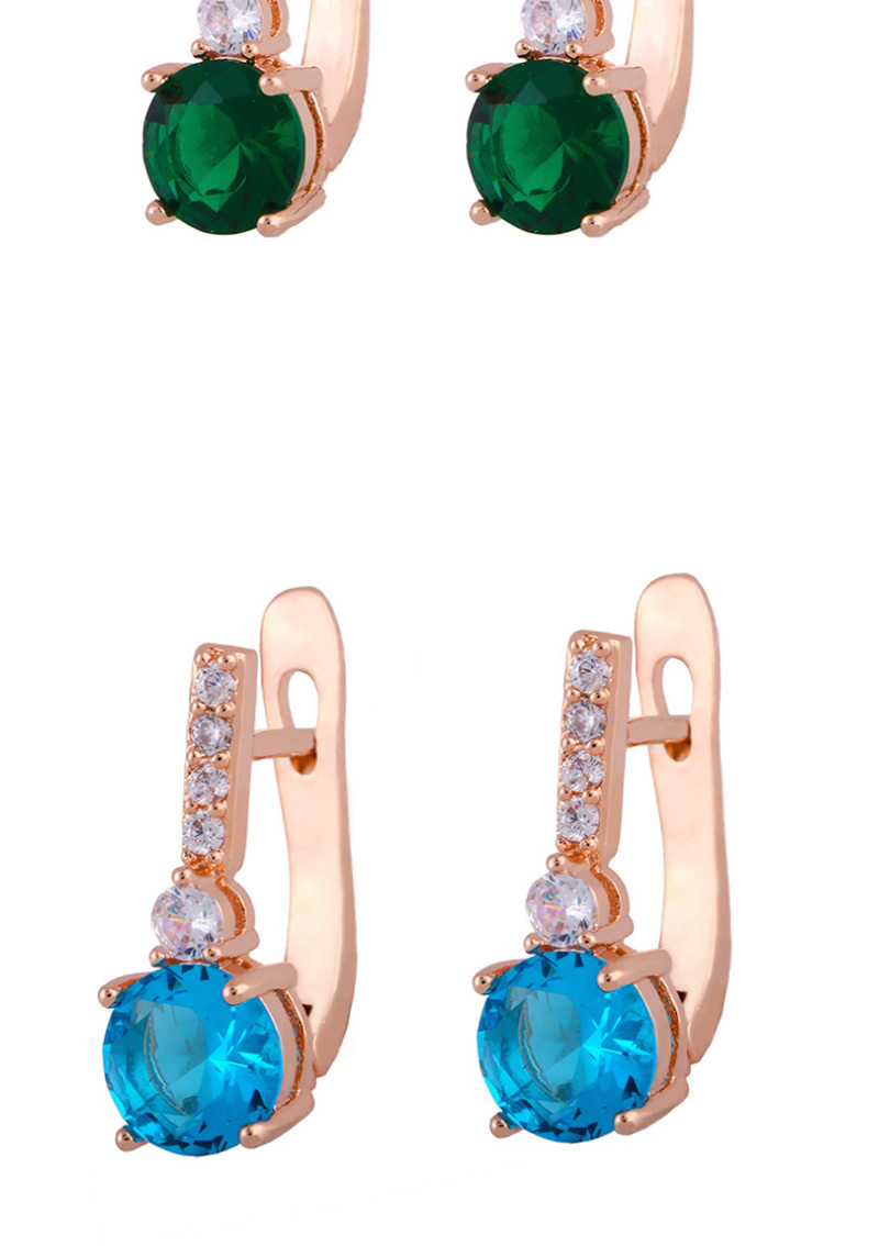 Fashion Blue Full Diamond Large Zircon Earrings,Clip & Cuff Earrings