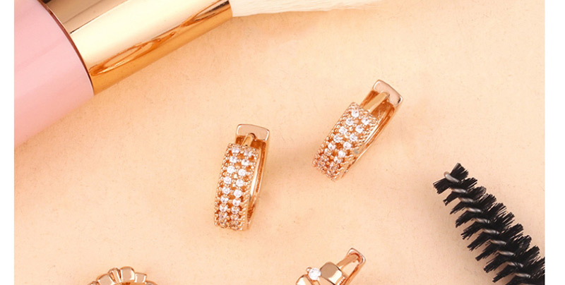Fashion Rose Gold Zircon Geometric Diamond Earrings,Hoop Earrings